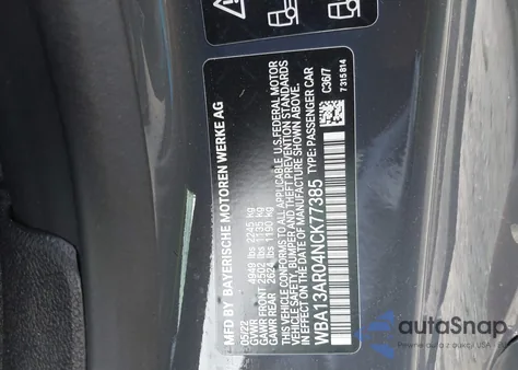 2022 BMW M440Xi from USA, damaged, VIN WBA13AR04NCK77385